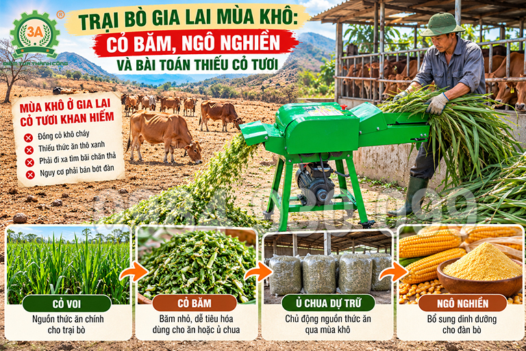 Cỏ Băm Trại Bò Gia Lai